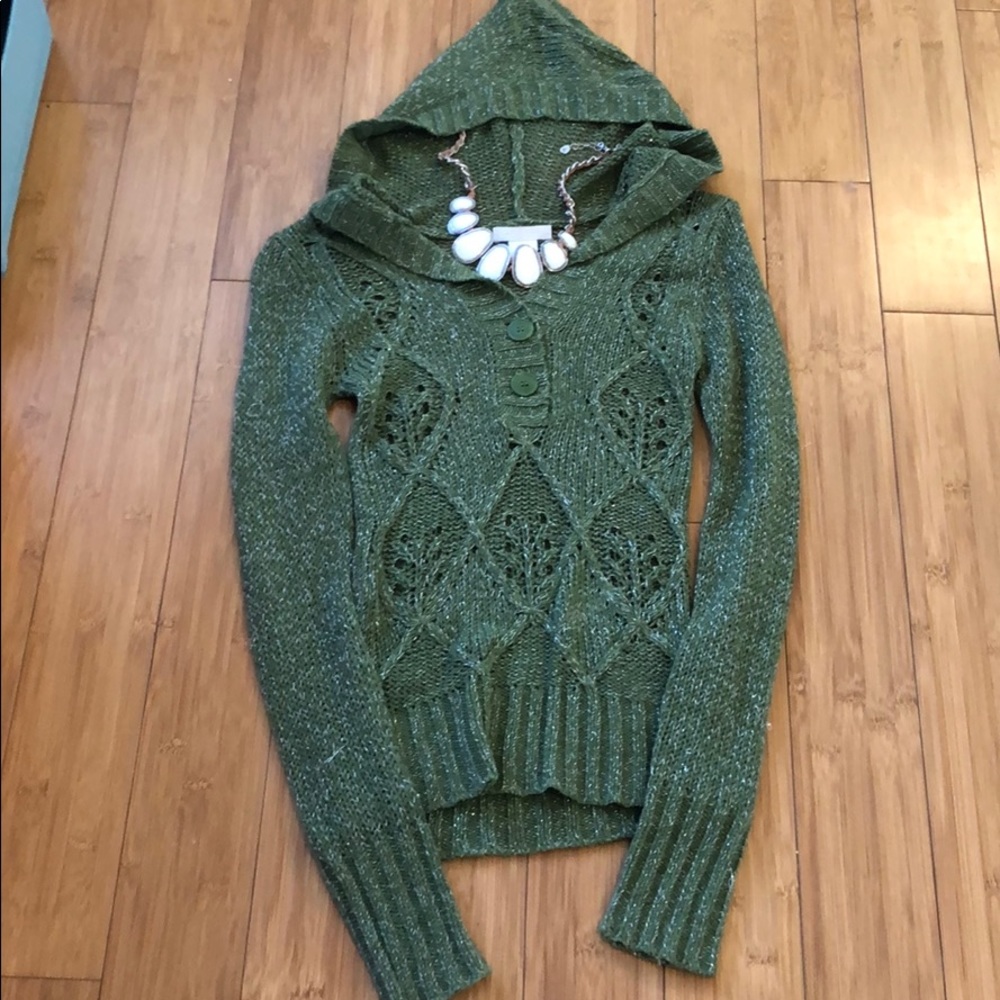 Arizona jeans green cable knit hoodie sweater